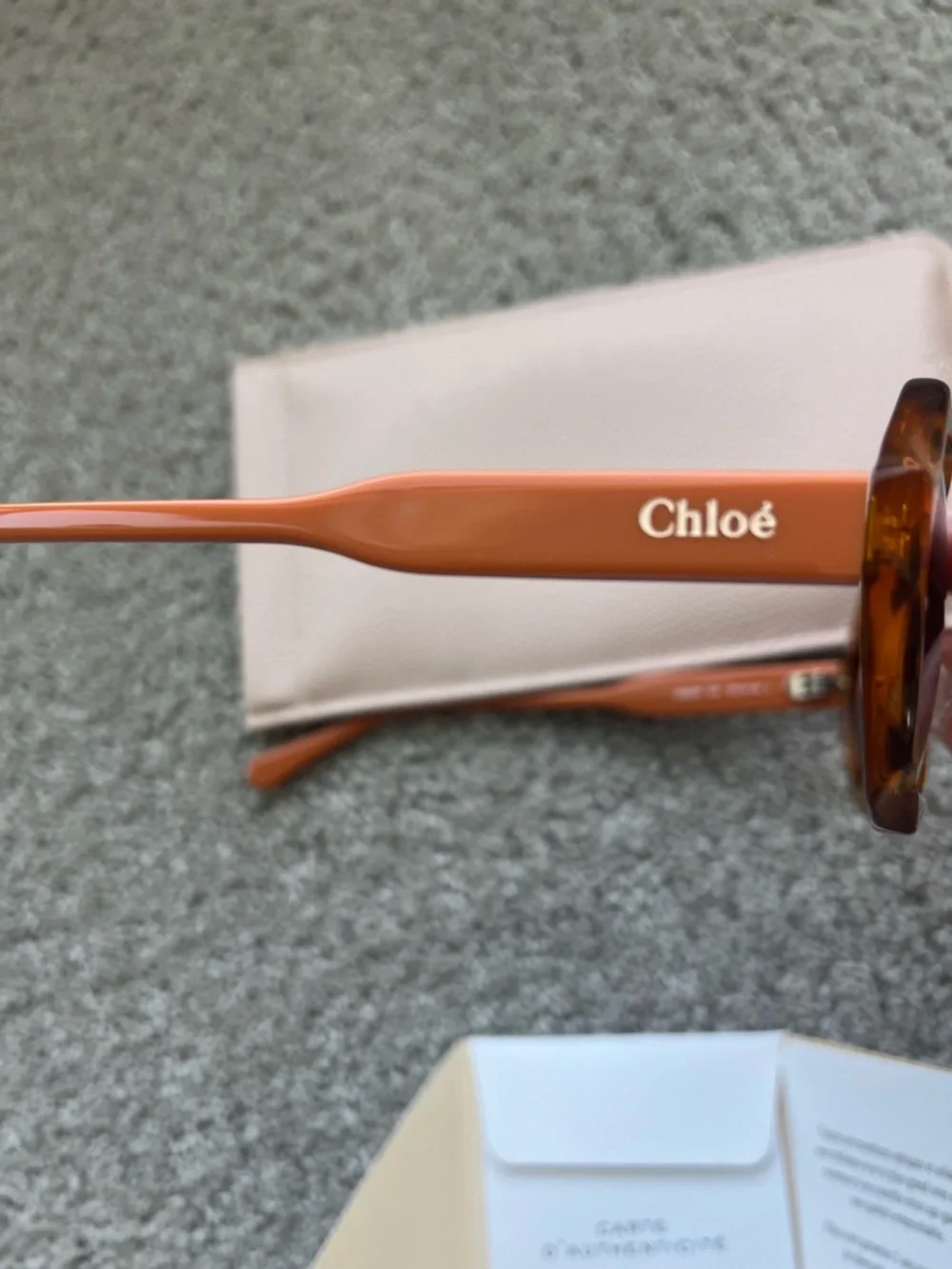 NWOT Chloe Orange Hexagon Frame Sunglasses case, cert of authenticity included - Picture 9 of 13
